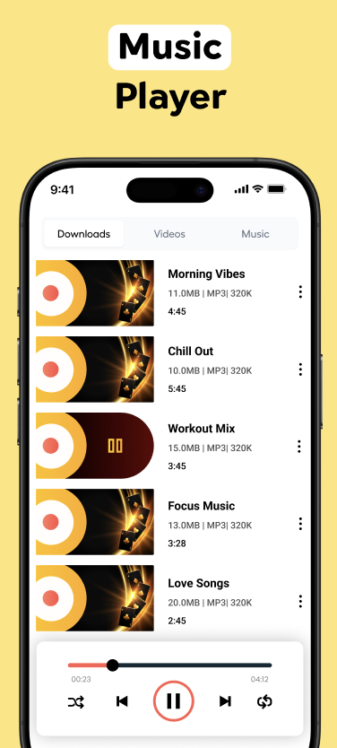 Music player screen